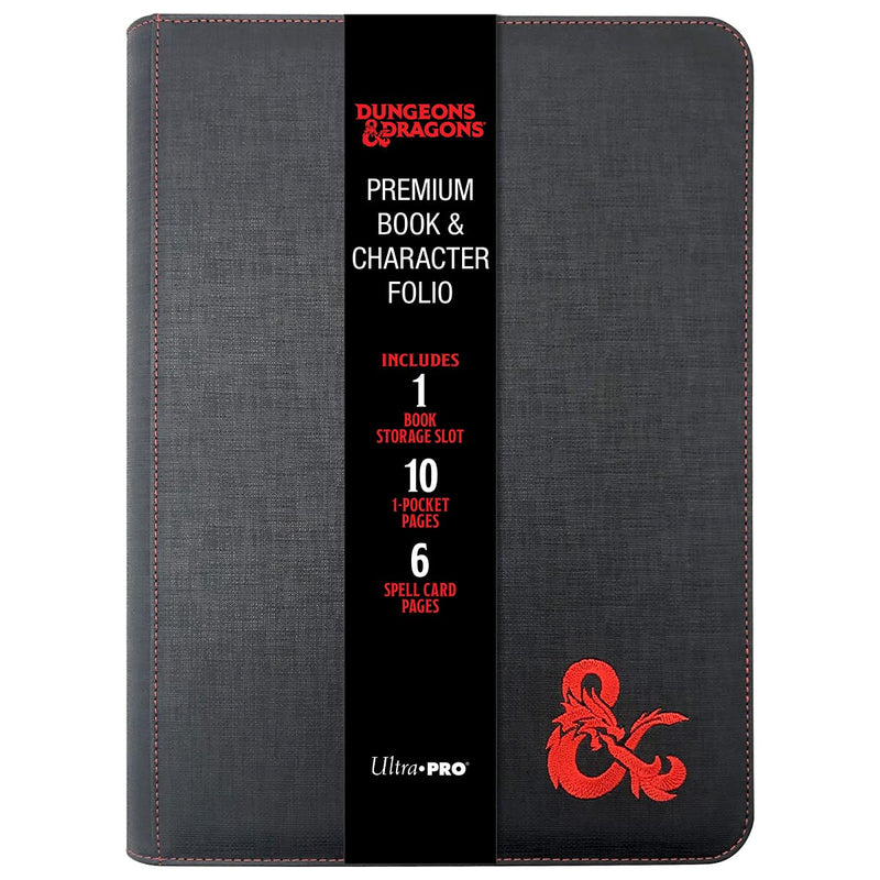 Dungeons & Dragons E-18585 Premium Zippered Book & Character Folio Portfolio, Black/Grey
