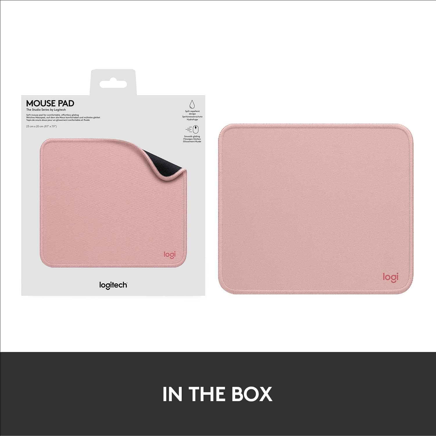 Logitech Mouse Pad - Studio Series, Computer Mouse Mat with Anti-slip Rubber Base, Easy Gliding, Spill-Resistant Surface, Durable Materials, Portable, in a Fresh Modern Design