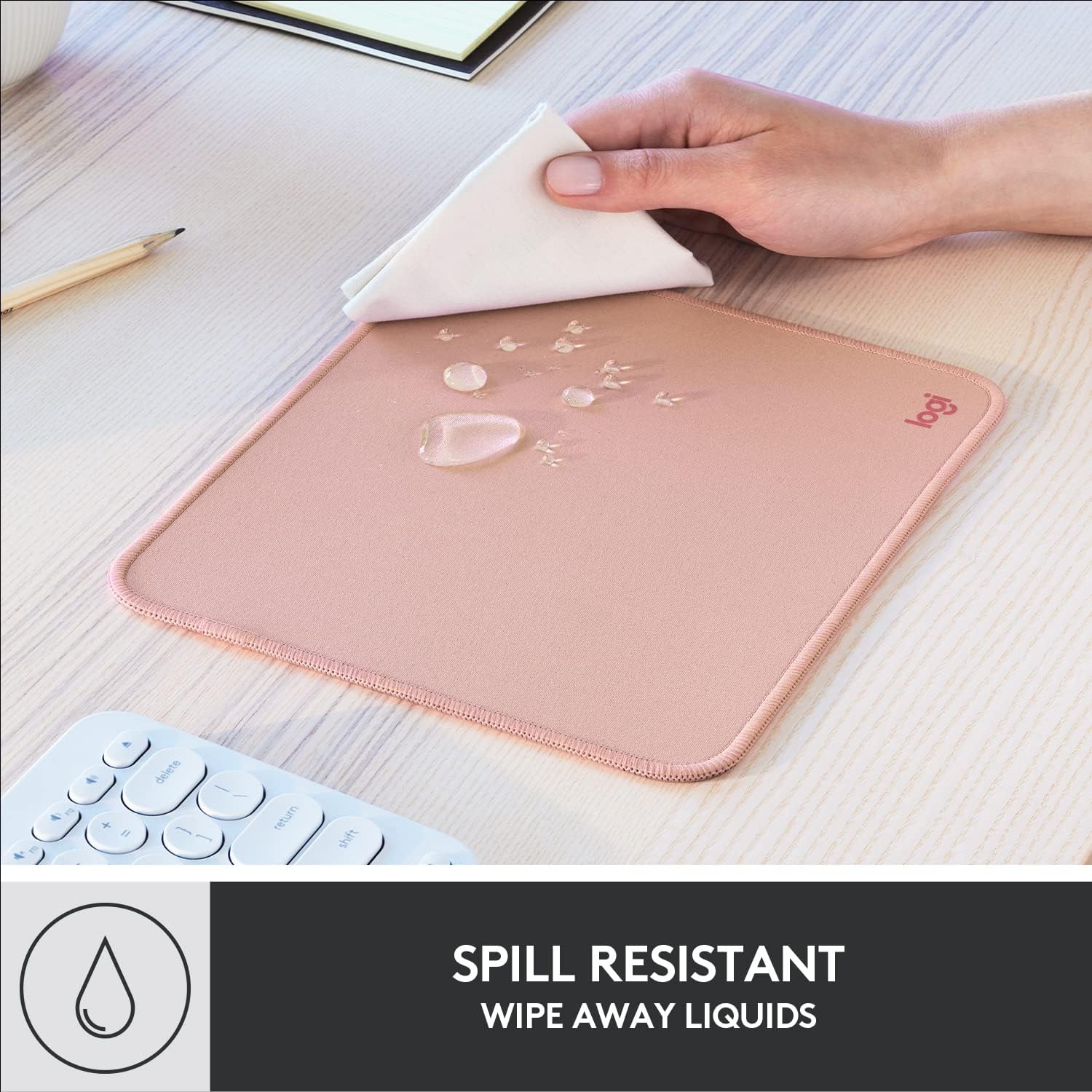 Logitech Mouse Pad - Studio Series, Computer Mouse Mat with Anti-slip Rubber Base, Easy Gliding, Spill-Resistant Surface, Durable Materials, Portable, in a Fresh Modern Design