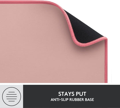 Logitech Desk Mat - Studio Series, Multifunctional Large Desk Pad, Extended Mouse Mat, Office Desk Protector with Anti-slip Base, Spill-resistant Durable Design - Pink Pink Large