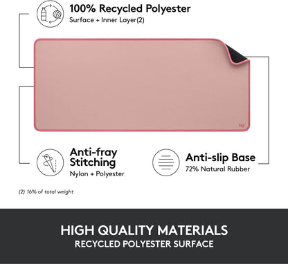 Logitech Desk Mat - Studio Series, Multifunctional Large Desk Pad, Extended Mouse Mat, Office Desk Protector with Anti-slip Base, Spill-resistant Durable Design - Pink Pink Large