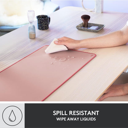 Logitech Desk Mat - Studio Series, Multifunctional Large Desk Pad, Extended Mouse Mat, Office Desk Protector with Anti-slip Base, Spill-resistant Durable Design - Pink Pink Large