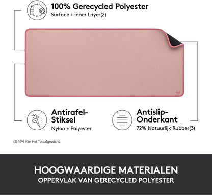 Logitech Desk Mat - Studio Series, Multifunctional Large Desk Pad, Extended Mouse Mat, Office Desk Protector with Anti-slip Base, Spill-resistant Durable Design - Pink Pink Large