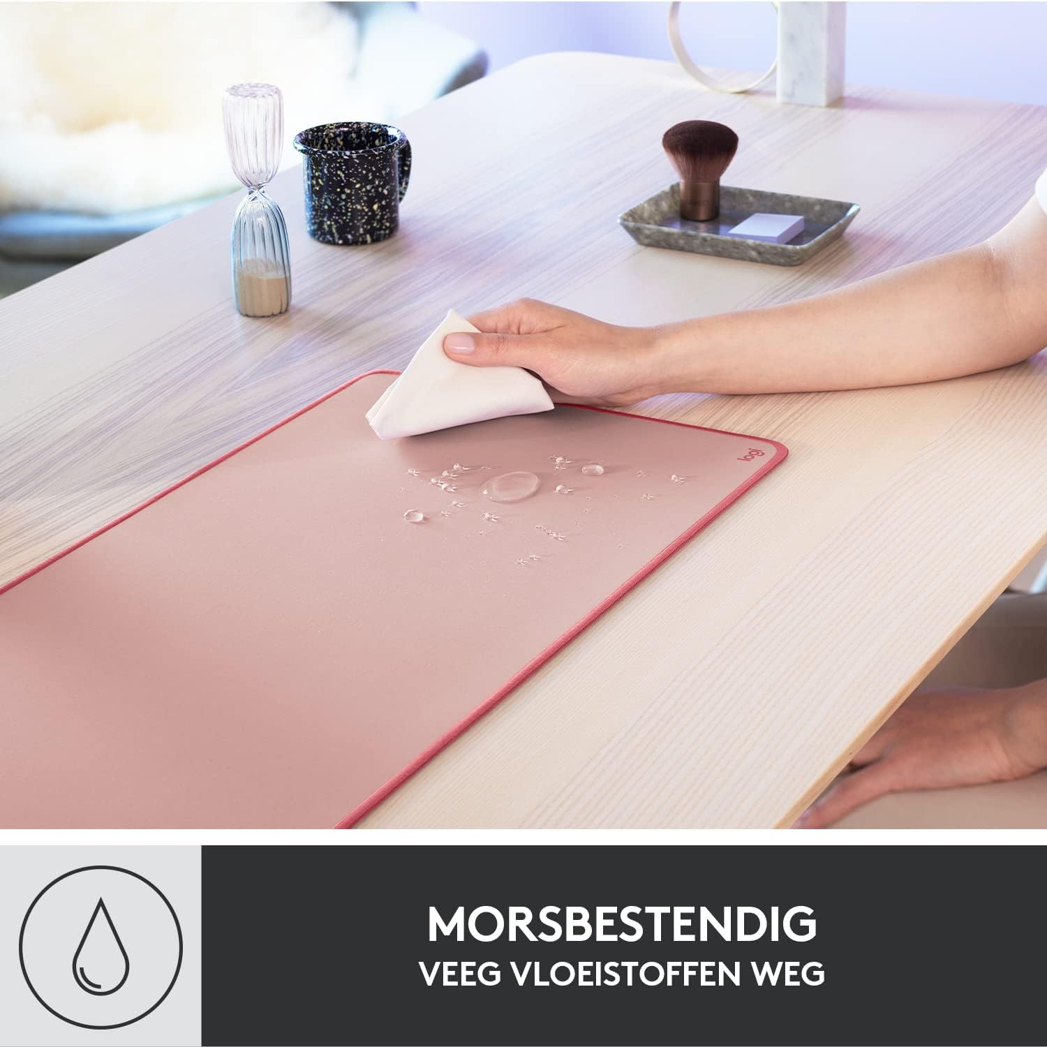 Logitech Desk Mat - Studio Series, Multifunctional Large Desk Pad, Extended Mouse Mat, Office Desk Protector with Anti-slip Base, Spill-resistant Durable Design - Pink Pink Large