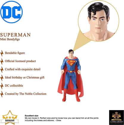 The Noble Collection DC Comics Mini Bendyfigs Superman - 5.5in (14cm) Noble Toys Miniature Bendable Figure Posable Doll Figures