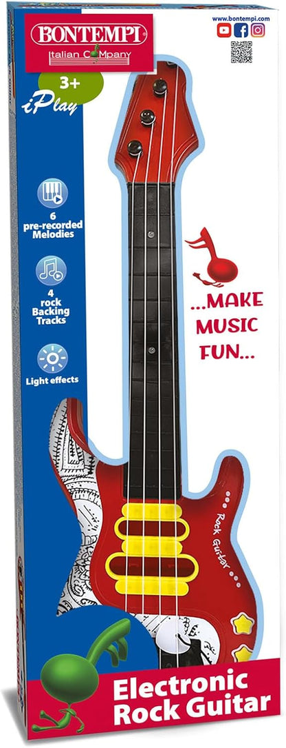 Bontempi ElectroGroove Electronic Bass Rock for Powerful Vibrations and Innovative Rhythms, Red with Patterns