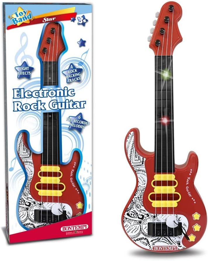 Bontempi ElectroGroove Electronic Bass Rock for Powerful Vibrations and Innovative Rhythms, Red with Patterns