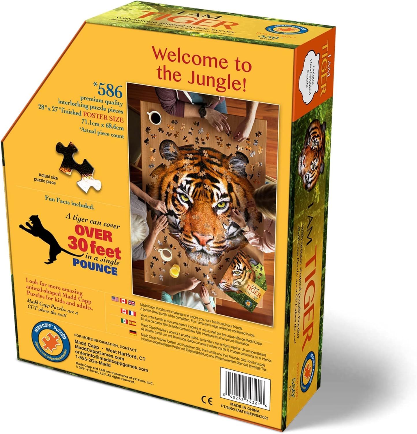 Carletto 3005-IAMTIGER,Madd Capp Shape Puzzle Tiger 550 Tegels,Meerkleuren