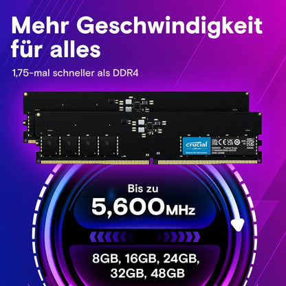 Crucial RAM 16GB DDR5 4800MHz CL40 Desktop Memory CT16G48C40U5