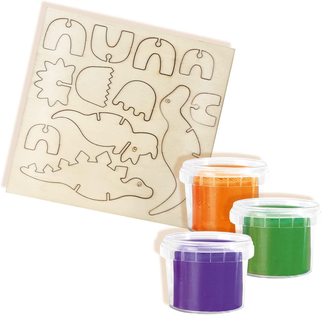 SES Creative 00418 Knete-Dinsosaurier Holzskellet, diverse Farben