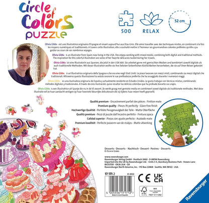 Round Puzzle Circle Of Colors - Desserts/pastries (500 Stukjes)