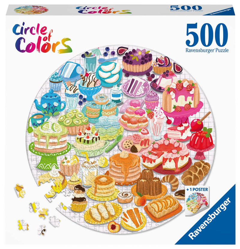 Round Puzzle Circle Of Colors - Desserts/pastries (500 Stukjes)