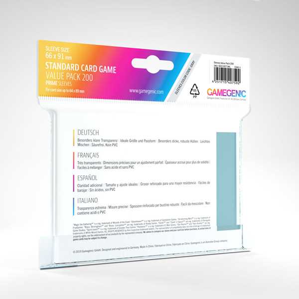 Gamegenic | Standard Card Game Value Pack Matte Sleeves- Clear (200ct.) | Accessory