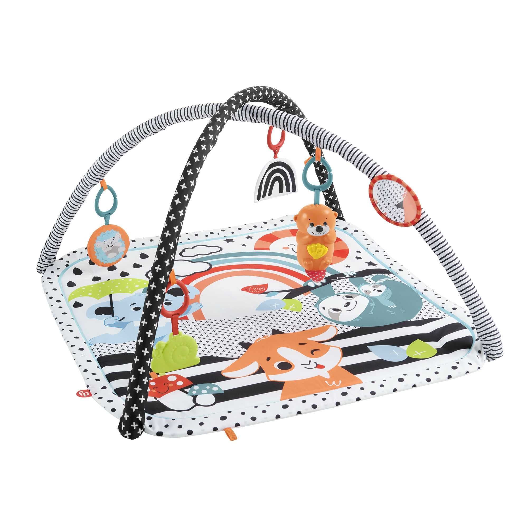 Fisher-Price 3-in-1 Baby Gym Newborn Playset with Sensory Toys Lights and Sounds for Tummy Time, Music Glow and Grow Gym, HBP41