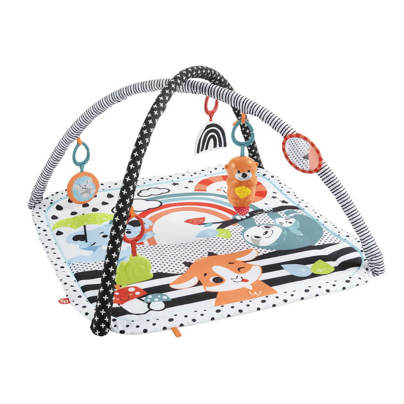 Fisher-Price 3-in-1 Baby Gym Newborn Playset with Sensory Toys Lights and Sounds for Tummy Time, Music Glow and Grow Gym, HBP41