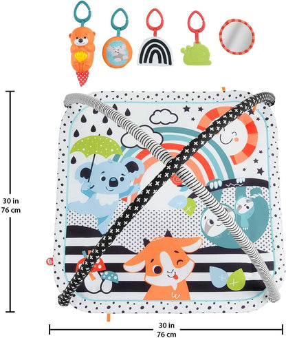 Fisher-Price 3-in-1 Baby Gym Newborn Playset with Sensory Toys Lights and Sounds for Tummy Time, Music Glow and Grow Gym, HBP41