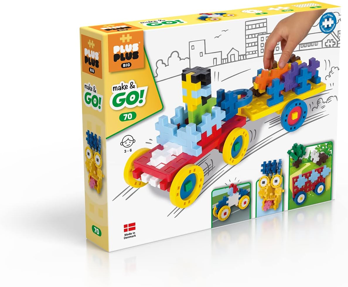 Plus-Plus 3424 Creative Building Blocks, Big Vehicles Set, Construction Toy, 70 Pieces