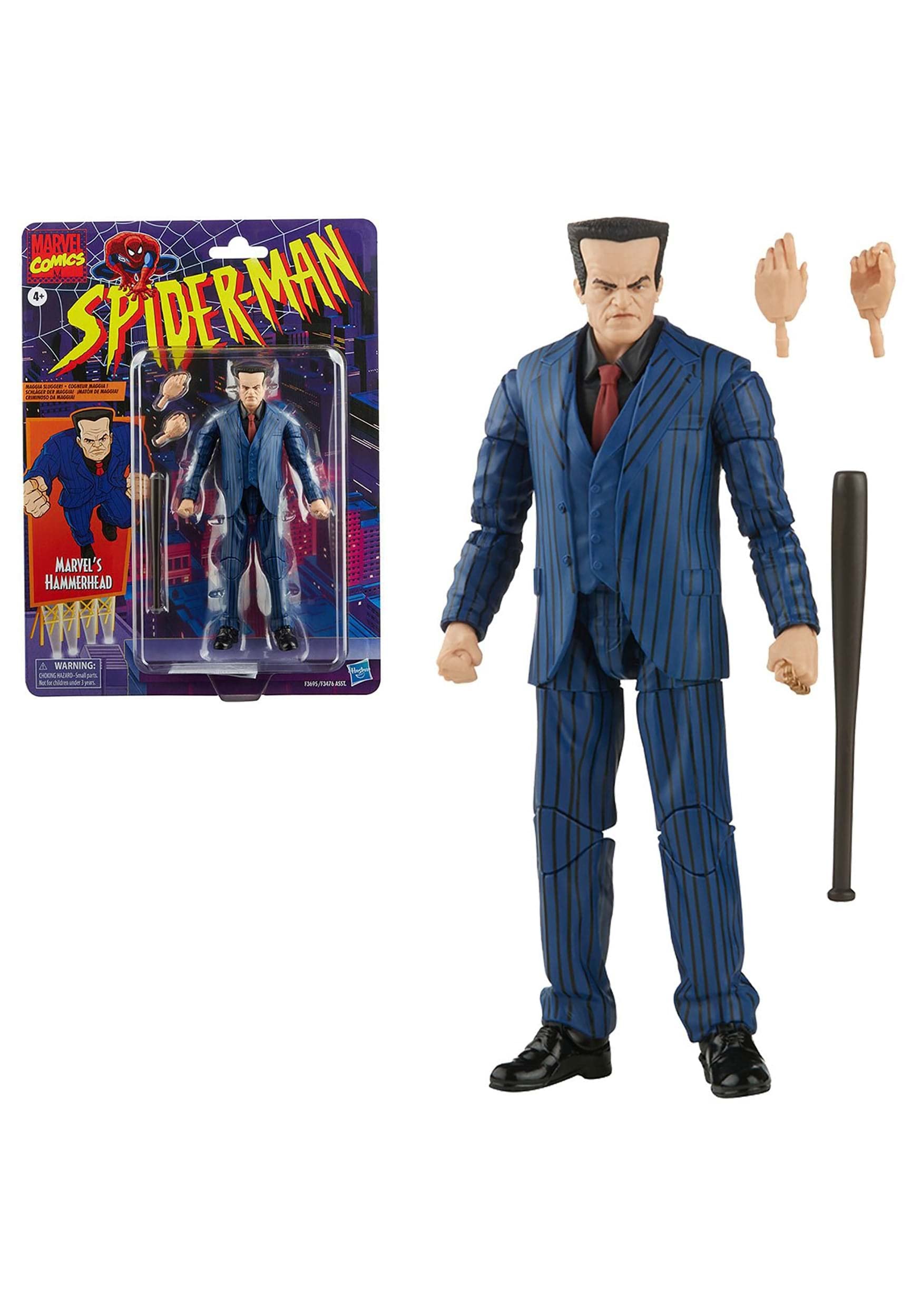 Spider-Man Hasbro Marvel Legends Series Figura de acción Hammerhead - Incluye 3 Accesorios: 2 Manos adicionales, 1 Bate de béisbol (F3695