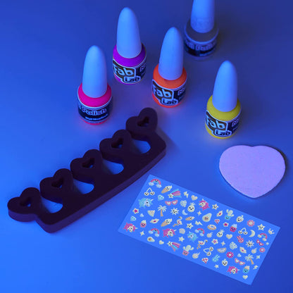 FabLab FL112 Glow in the Dark And Neon Nail Art Painting Kit with Stickers