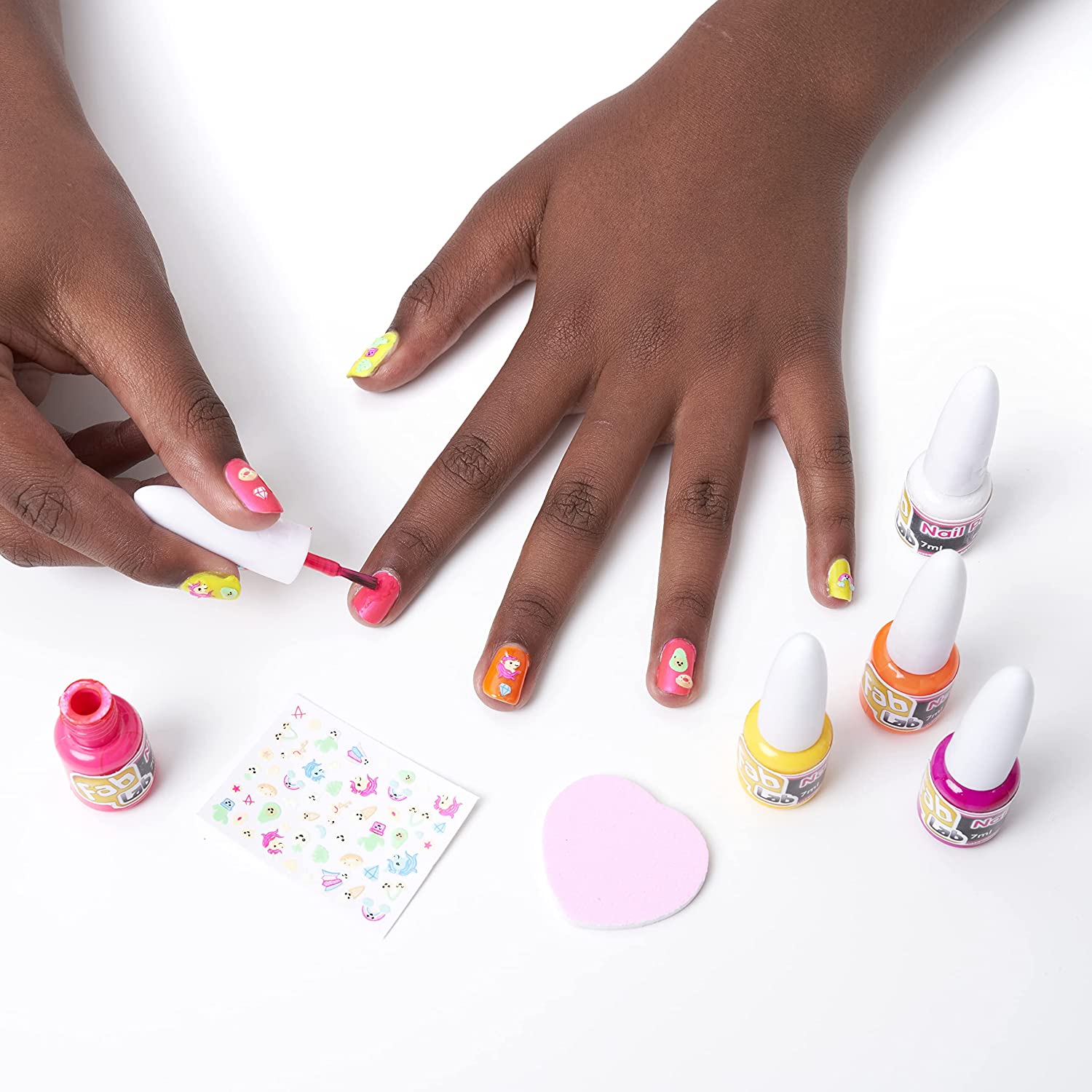 FabLab FL112 Glow in the Dark And Neon Nail Art Painting Kit with Stickers