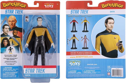 BendyFigs The Noble Collection Star Trek Data - 7.5in (19cm) Noble Toys Bendable Figure Posable Collectible Doll Figures With Stand