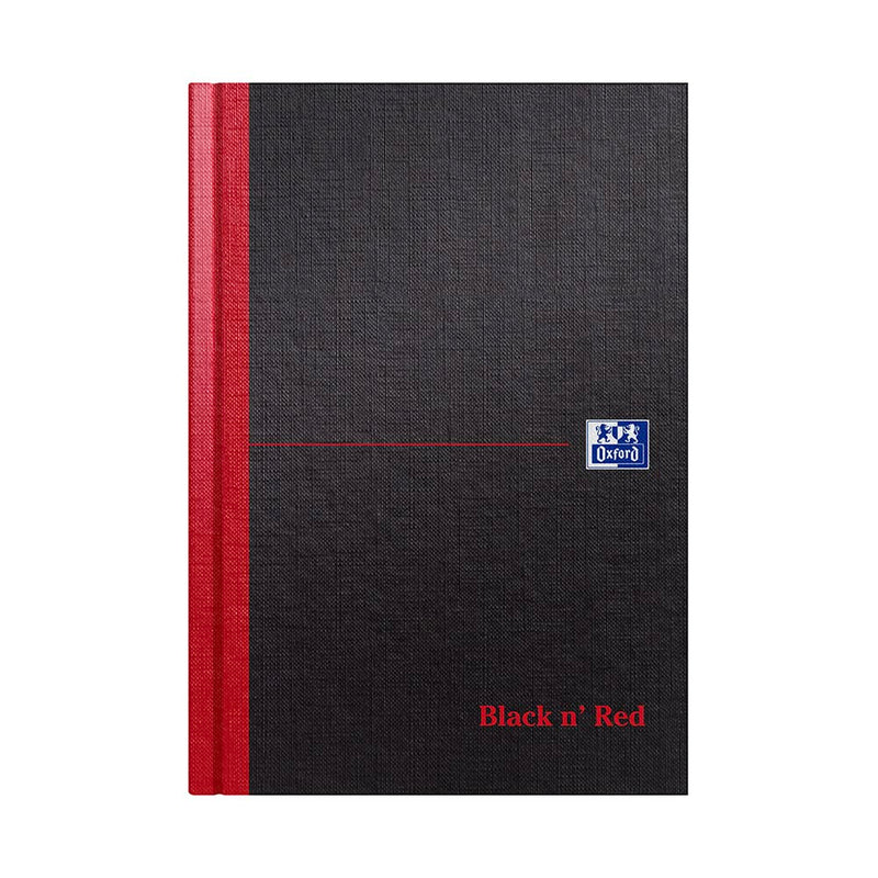 Oxford Black n' Red Single Cash Ruled Casebound A5 Notebook, 192 Pages,Black/Red (Pack of 2