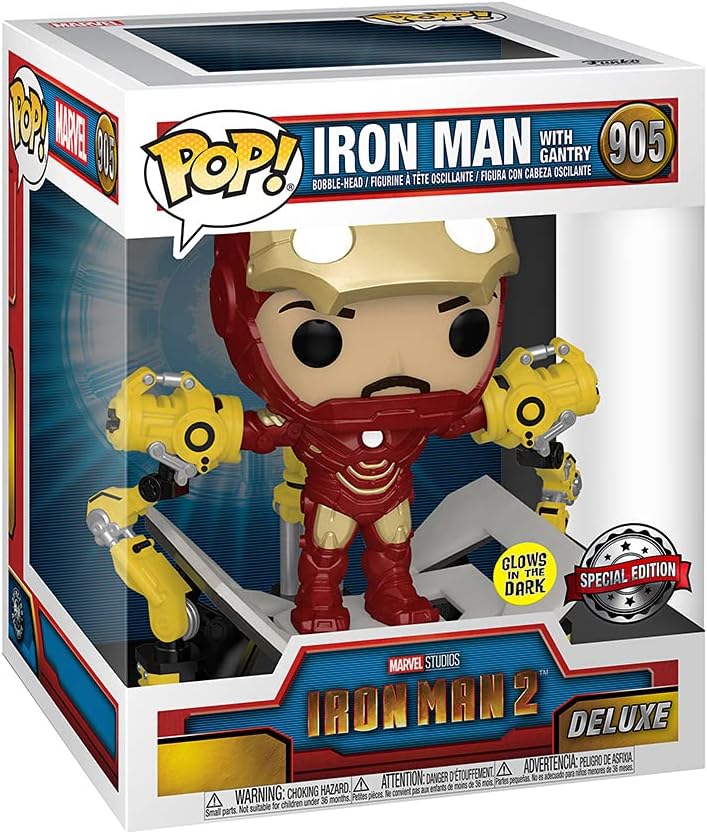Marvel POP IRON MAN 2 IRON MAN MKIV W/GANTRY PX GID DLX VIN FIG
