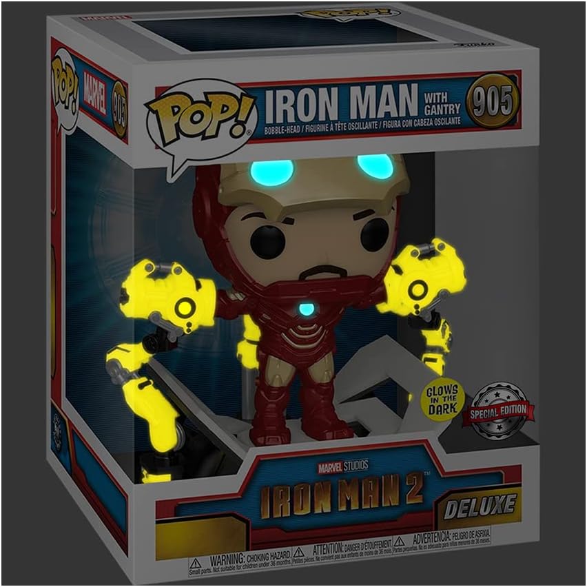 Marvel POP IRON MAN 2 IRON MAN MKIV W/GANTRY PX GID DLX VIN FIG