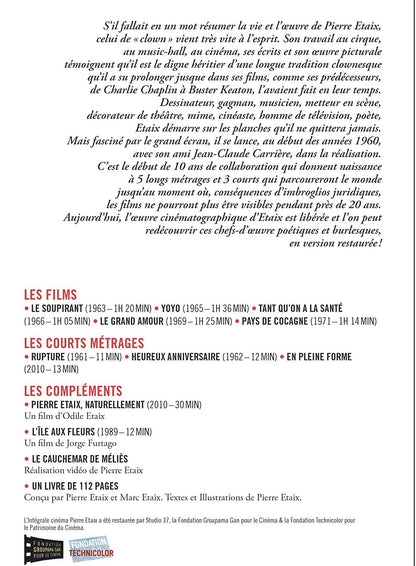 L'intégrale Pierre Etaix : Le soupirant / Yoyo / Tant qu'on a la sante / Le grand amour / Pays de cocagne / Les courts métrages...