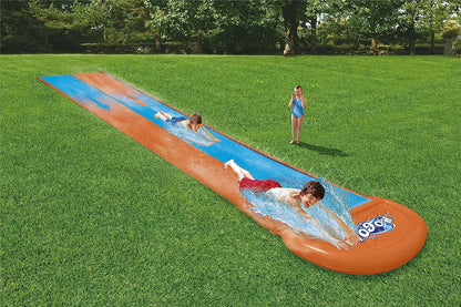 Bestway 52328 BW52328 H20GO Double Water Slip and Slide, 4.88m Inflatable Garden Games with Built-in Sprinklers, Black