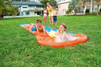 Bestway 52328 BW52328 H20GO Double Water Slip and Slide, 4.88m Inflatable Garden Games with Built-in Sprinklers, Black