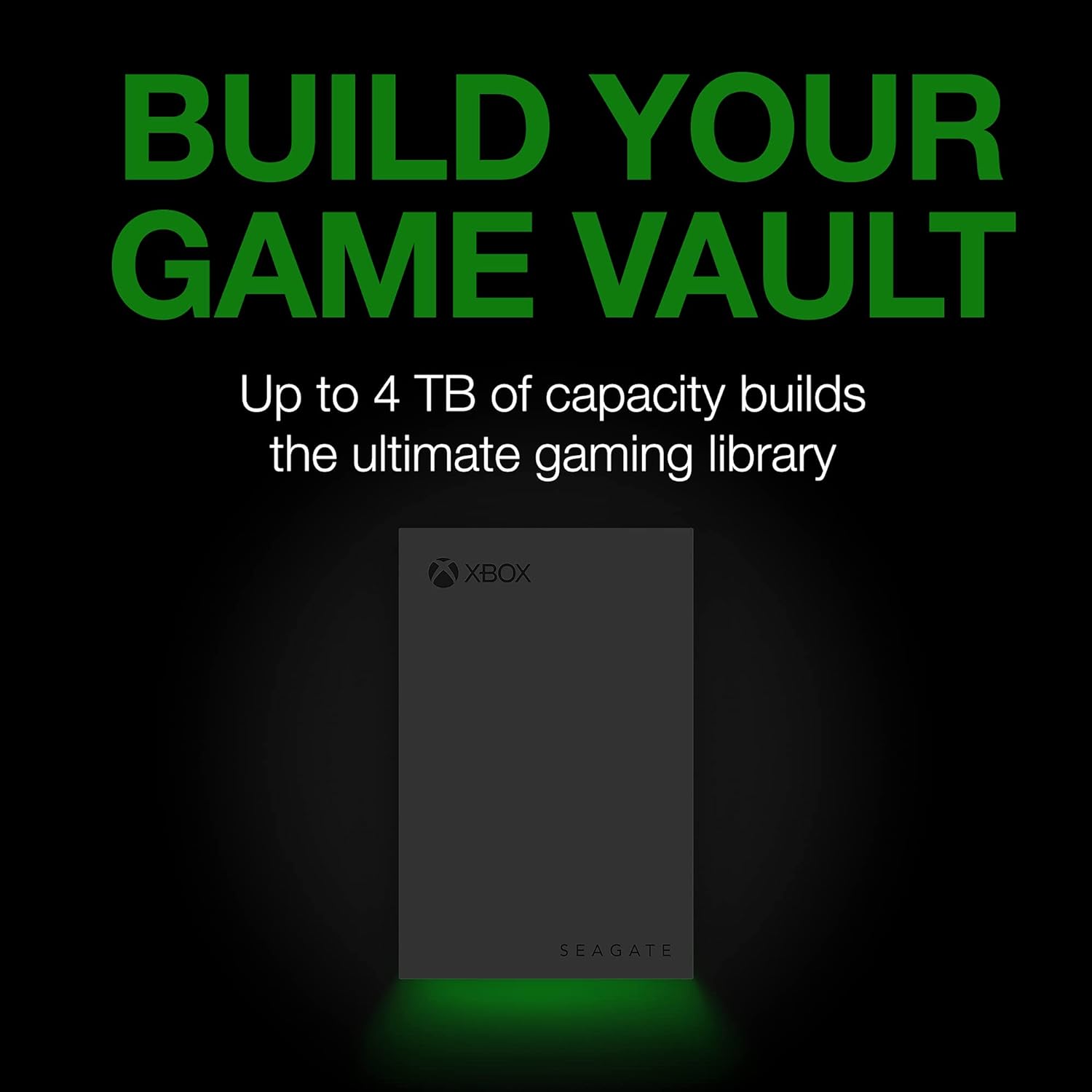 Seagate Game Drive for Xbox, 2TB, External Hard Drive Portable, USB 3.2 Gen 1, Black with built-in green LED bar, Xbox Certified, 2 year Rescue Services (STKX2000400