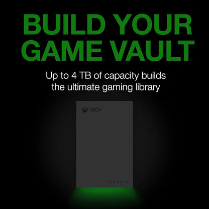 Seagate Game Drive for Xbox, 2TB, External Hard Drive Portable, USB 3.2 Gen 1, Black with built-in green LED bar, Xbox Certified, 2 year Rescue Services (STKX2000400