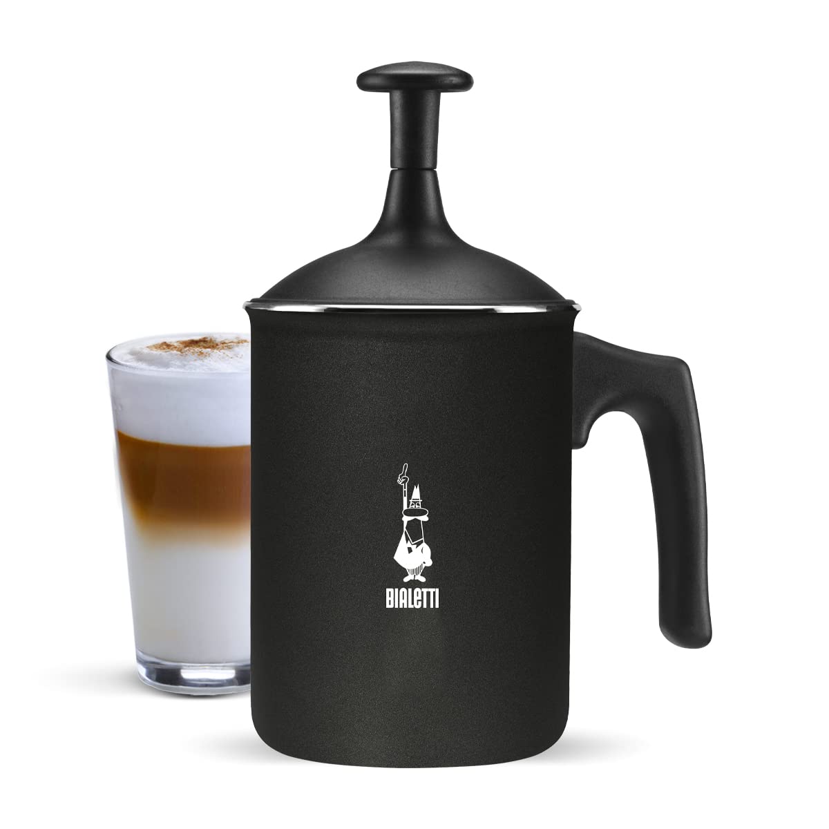 Bialetti CD Tuttocrema-166 ml Tuttocrema-Manual Milk frother with a Capacity of 166 ml, Plastic, Black, 30 x 20 x 15 cm