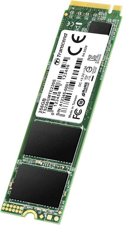 Transcend MTE220S 256 GB NVMe PCIe Gen3 x4 M.2 2280 Internal Solid State Drive (SSD) 3D TLC NAND with DRAM Cache (TS256GMTE220S