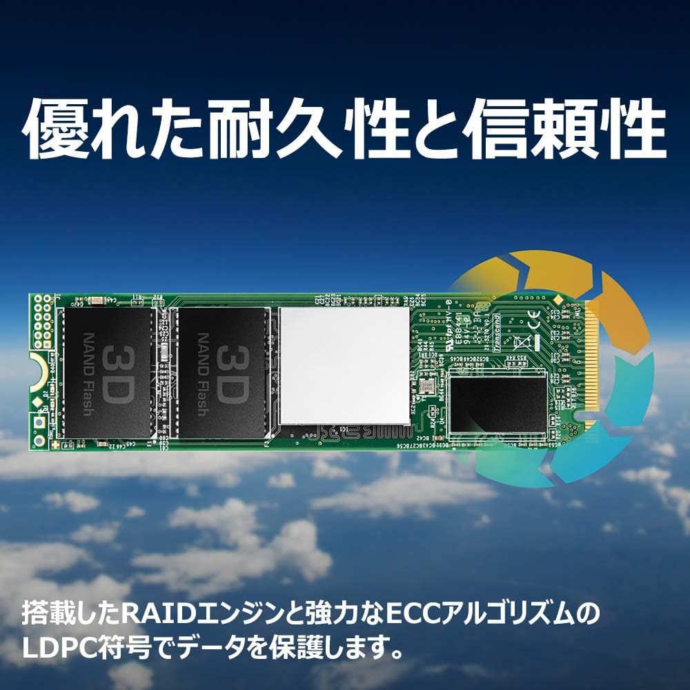 Transcend MTE220S 256 GB NVMe PCIe Gen3 x4 M.2 2280 Internal Solid State Drive (SSD) 3D TLC NAND with DRAM Cache (TS256GMTE220S