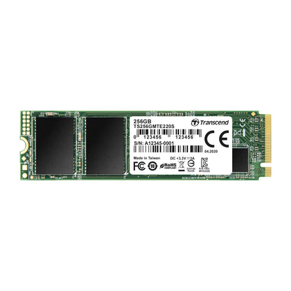 Transcend MTE220S 256 GB NVMe PCIe Gen3 x4 M.2 2280 Internal Solid State Drive (SSD) 3D TLC NAND with DRAM Cache (TS256GMTE220S