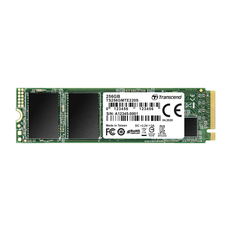 Transcend MTE220S 256 GB NVMe PCIe Gen3 x4 M.2 2280 Internal Solid State Drive (SSD) 3D TLC NAND with DRAM Cache (TS256GMTE220S