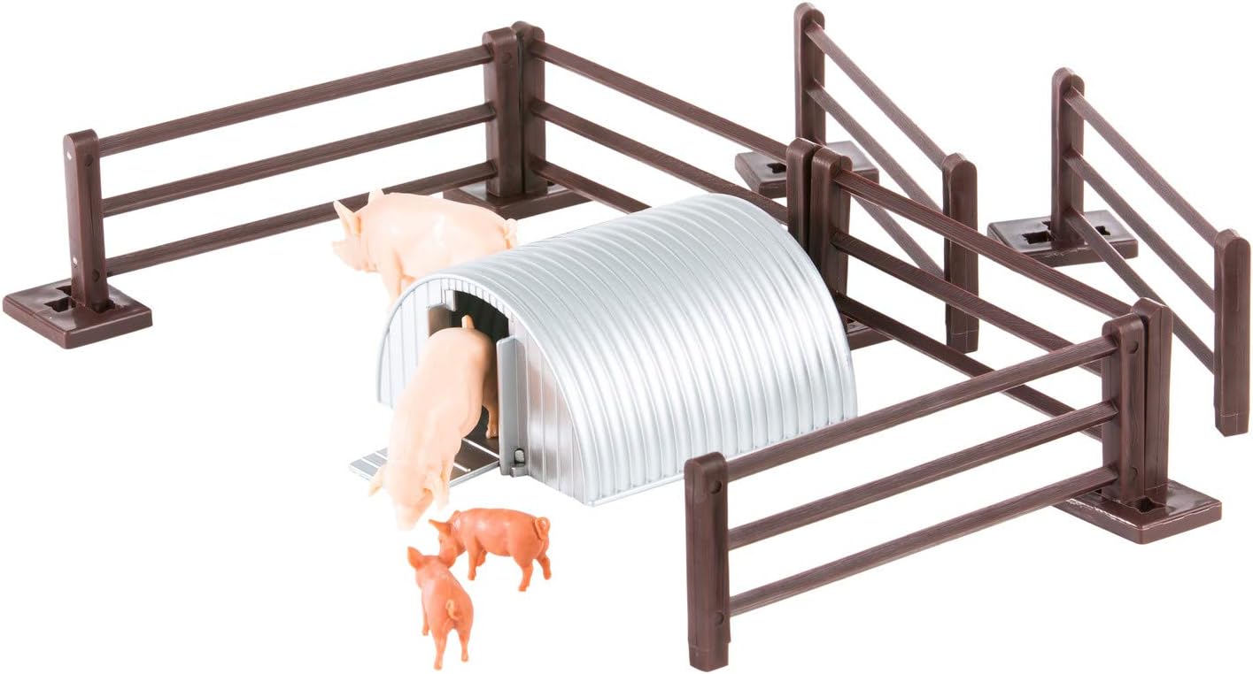 Tomy 43140 Britains Schweine mit Zaun und Stall – Detailgetreues Spielzeugset mit Tierfiguren und Zubehör zum Spielen & Sammeln - für Kinder ab 3 Jahre