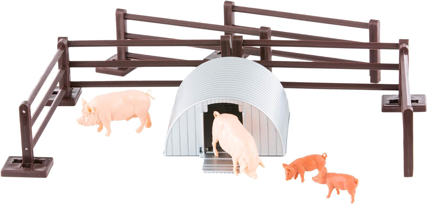 Tomy 43140 Britains Schweine mit Zaun und Stall – Detailgetreues Spielzeugset mit Tierfiguren und Zubehör zum Spielen & Sammeln - für Kinder ab 3 Jahre