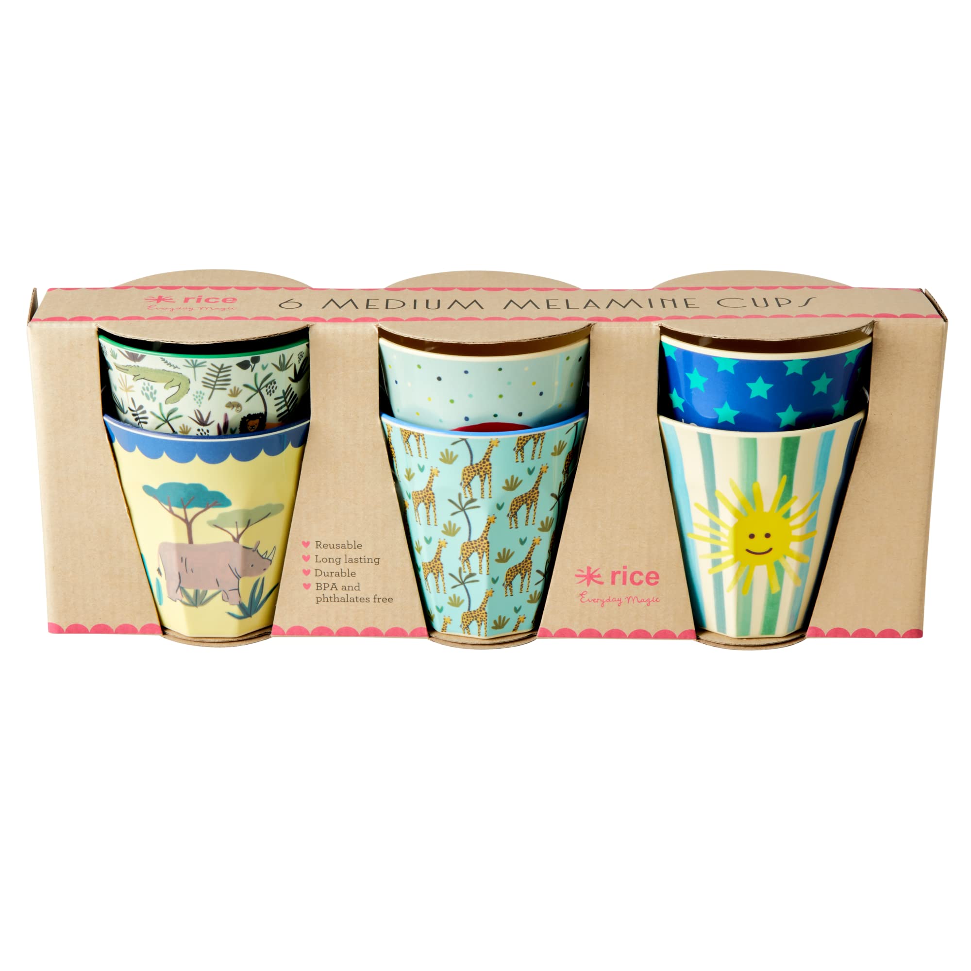 RICE - Medium Melamine Cups 6 Pcs - Funky Prints