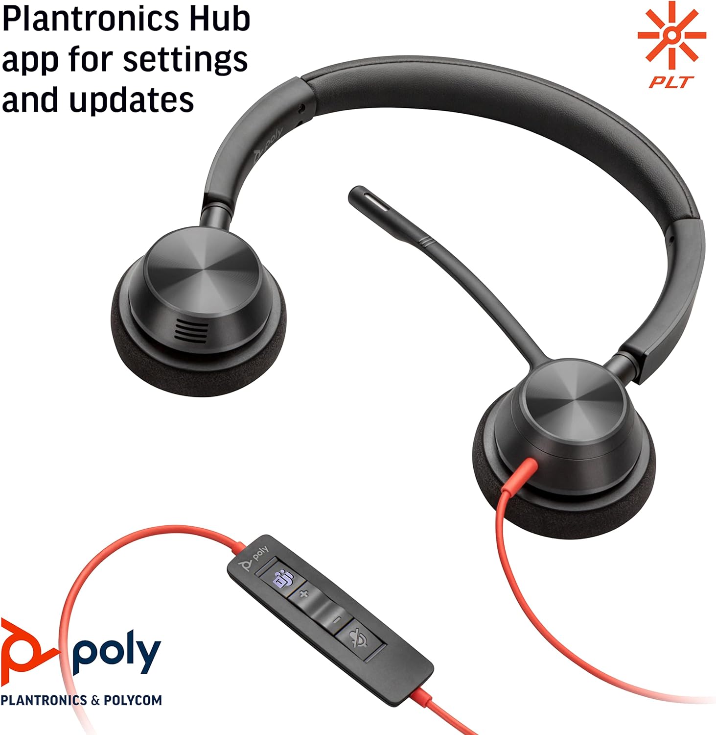 Plantronics – Blackwire 3320 USB-A (Poly) – Wired, Dual-Ear (Stereo) Headset with Boom Mic – USB-A to connect to your PC and/or Mac – Works with Teams, Zoom, & more 2018 Version (USB-A)