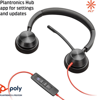 Plantronics – Blackwire 3320 USB-A (Poly) – Wired, Dual-Ear (Stereo) Headset with Boom Mic – USB-A to connect to your PC and/or Mac – Works with Teams, Zoom, & more 2018 Version (USB-A)