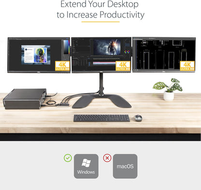 StarTech.com 3-Port DisplayPort 1.4 Splitter, DisplayPort to 3x DP Multi-Monitor Adapter, Triple 4K Computer MST Hub, USB Bus-Powered, Windows Only (MST14DP123DP