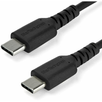 StarTech.com 1m USB C Charging Cable - Durable Fast Charge & Sync USB 3.1 Type C to USB C Laptop Charger Cord - TPE Jacket Aramid Fiber M/M 60W Black - Samsung S10 S20 iPad Pro MS Surface (RUSB2AC1MB