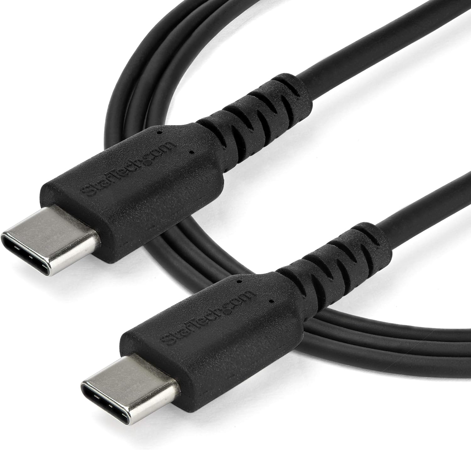 StarTech.com 1m USB C Charging Cable - Durable Fast Charge & Sync USB 3.1 Type C to USB C Laptop Charger Cord - TPE Jacket Aramid Fiber M/M 60W Black - Samsung S10 S20 iPad Pro MS Surface (RUSB2AC1MB