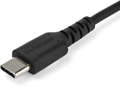 StarTech.com 1m USB C Charging Cable - Durable Fast Charge & Sync USB 3.1 Type C to USB C Laptop Charger Cord - TPE Jacket Aramid Fiber M/M 60W Black - Samsung S10 S20 iPad Pro MS Surface (RUSB2AC1MB