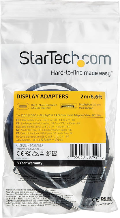 StarTech.com USBC to DP 1.4 8K 30Hz Reversible Cable