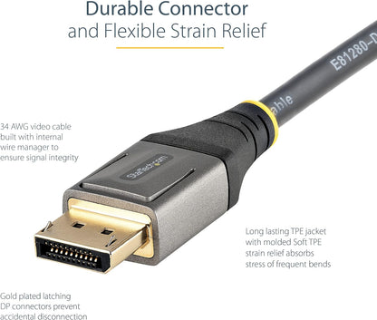 StarTech.com 6ft (2m) VESA Certified DisplayPort 1.4 Cable - 8K 60Hz HDR10 - Ultra HD 4K 120Hz Video - DP 1.4 Cable / Cord - For Monitors/Displays - DisplayPort to DisplayPort Cable - M/M (DP14VMM2M