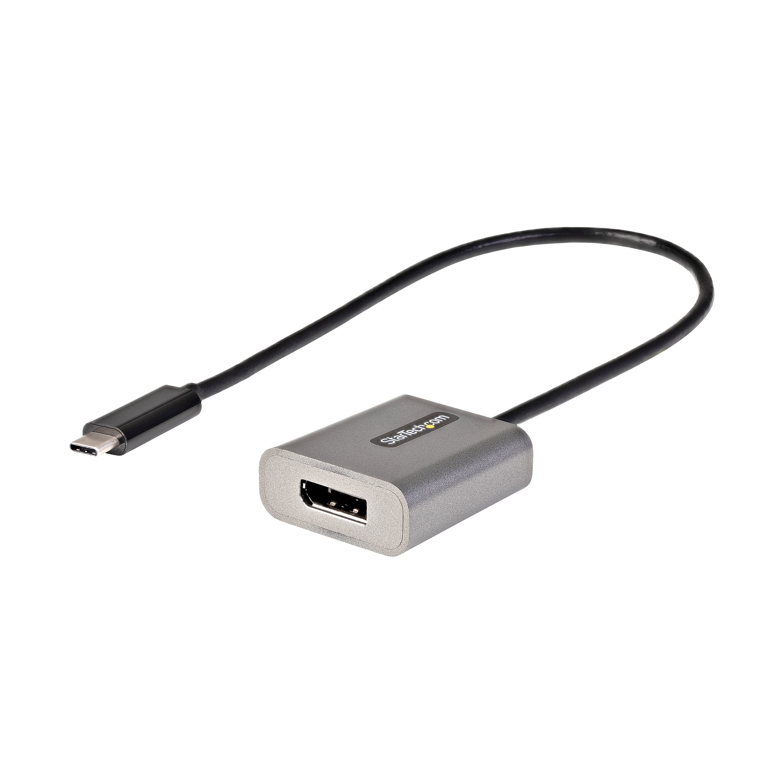 StarTech.com USB C to DisplayPort Adapter, 8K/4K 60Hz USB-C to DisplayPort 1.4 Dongle, USB Type-C to DP Monitor Video Converter, Works w/TB3 - 12" Attached Cable, Upgraded Version of CDP2DP (CDP2DPEC